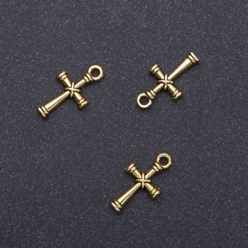 Fornitura pendente a croce dorata, diametro 11 mm, lunghezza 11 mm, confezione 20 g, 25 pezzi (+ -)