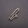 Spilla Flauto con strass, metallo grigio 38x19mm