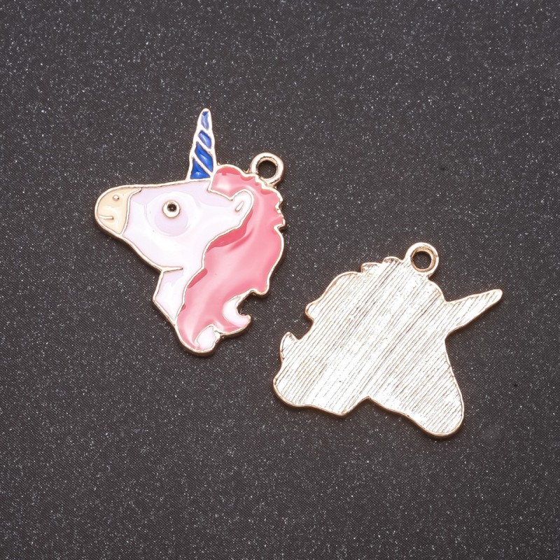 Pendente Unicorno smaltato confezione da 5 pezzi 25×19 mm