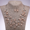 Set orecchini e collana «Sulle corde dell'anima» perline champagne, diametro 5-8 mm, lunghezza 45-50 cm