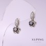 Orecchini Xuping con pietra nera 16x9 mm rodiati