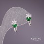 Orecchini Xuping con pietre verdi 17x7 mm rodio