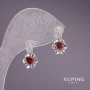 Orecchini Xuping con pietre rosse 17x9 mm rodiati