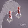 Orecchini Xuping rodiati con pietre rosse 23×12 mm