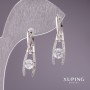 Orecchini Xuping rodiati con pietre bianche 28×7 mm