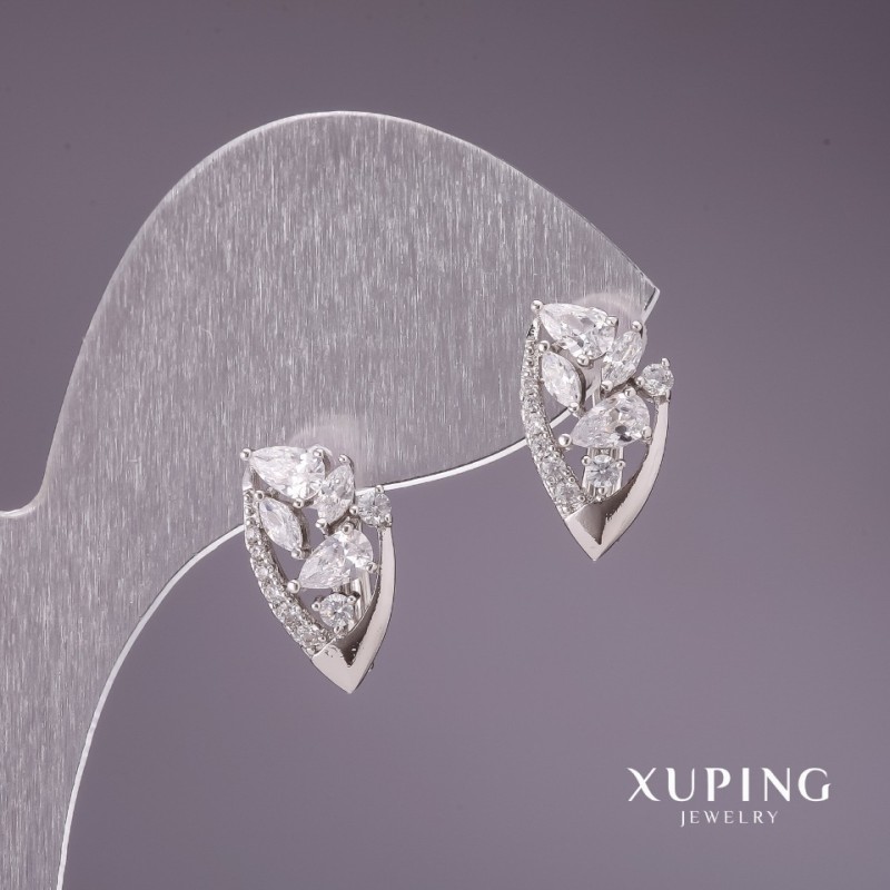 Orecchini Xuping con pietre bianche rodiate 9x15 mm
