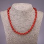 Collana in corniola palline lisce, diametro 8 mm, lunghezza 45 cm