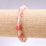 Bracciale in calcedonio con palline lisce, diametro 8 mm, lunghezza 18 cm