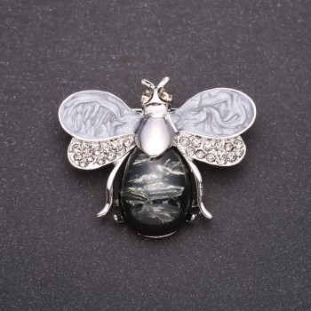 Spilla Ape Ambra grigia 46×38 mm metallo grigio