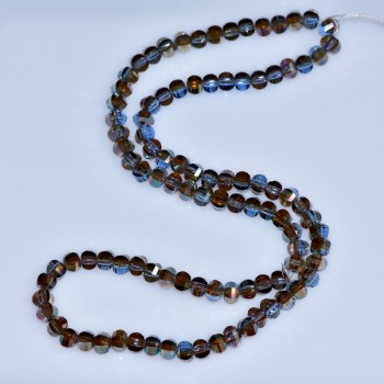 Perline di cristallo blu in stile Swarovski, sfaccettate a sfera, rivestimento color petrolio, diametro 5×4 mm, filo di 48 cm