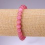 Bracciale rosa Occhio di gatto, perline lisce da 8 mm, lunghezza 18 cm, elastico