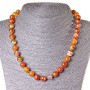 Collana in corniola, palline da 12 mm, lunghezza 48 cm