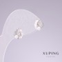 Orecchini a lobo Xuping rodio «Labbra con strass bianchi» 7×10 mm