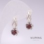 Orecchini Xuping rodiati con pietre rosse 21x10mm