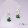 Orecchini Xuping rodio con pietre verdi 21x10 mm