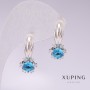 Orecchini Xuping rodio con pietre azzurre 21×10 mm