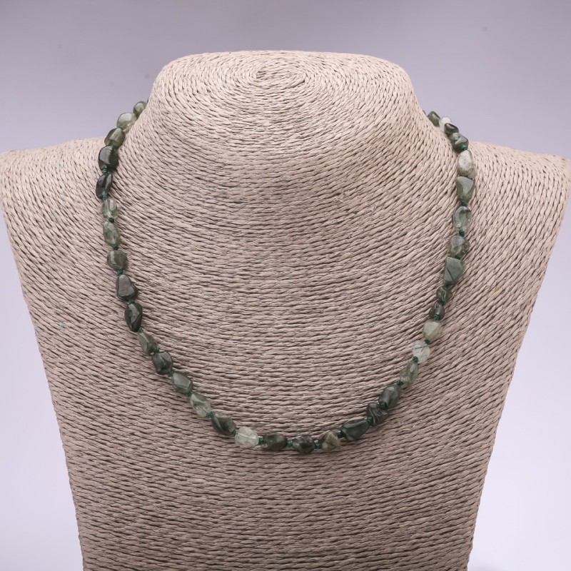 Collana di Prehnite sfaccettata, diametro 7×10 mm, lunghezza 46 cm