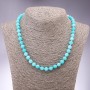 Collana di acquamarina, perle lisce, diametro 8 mm, lunghezza 45 cm