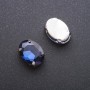 Prezzo per confezione / 10 pezzi. Cristallo cucito con supporto ovale 13×18 mm blu