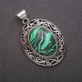 Ciondolo in malachite (pressata) in montatura antica 33×40×52 mm
