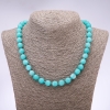 Collana di acquamarina con palline sfaccettate, diametro 10 mm, lunghezza 48 cm
