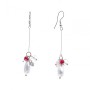 Orecchini pendenti con perline bianche e rosse, ispirati a perle e corallo, lunghezza 65 mm