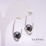 Orecchini Xuping con clip e perla Maiorca nera 33×10 mm rodio