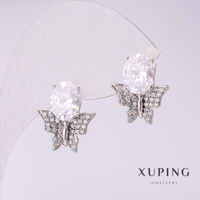 Orecchini Xuping farfalle con pietre bianche rodiate
