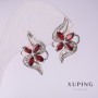 Orecchini Xuping con pietre rosse rodiate 10x24 mm