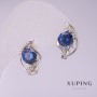 Orecchini Xuping con pietre blu 17x10 mm rodio