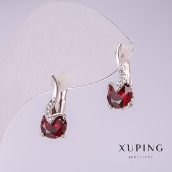Orecchini Xuping con pietre rosse 17x7 mm rodiati