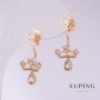 Orecchini Xuping Corone con strass bianchi 28×12 mm doratura 18K