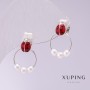 Orecchini Xuping Coccinelle rosse smaltate rodio 18×11 mm