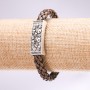 Bracciale intrecciato con teschi marrone, lunghezza 20 cm
