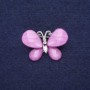 Spilla a forma di farfalla mini, colore lilla, 27×20 mm, metallo argentato