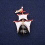 Spilla Nave smalto bianco e nero, 30×44 mm, metallo giallo