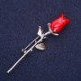 Spilla Fiore Rosa rossa 66×19mm metallo argentato