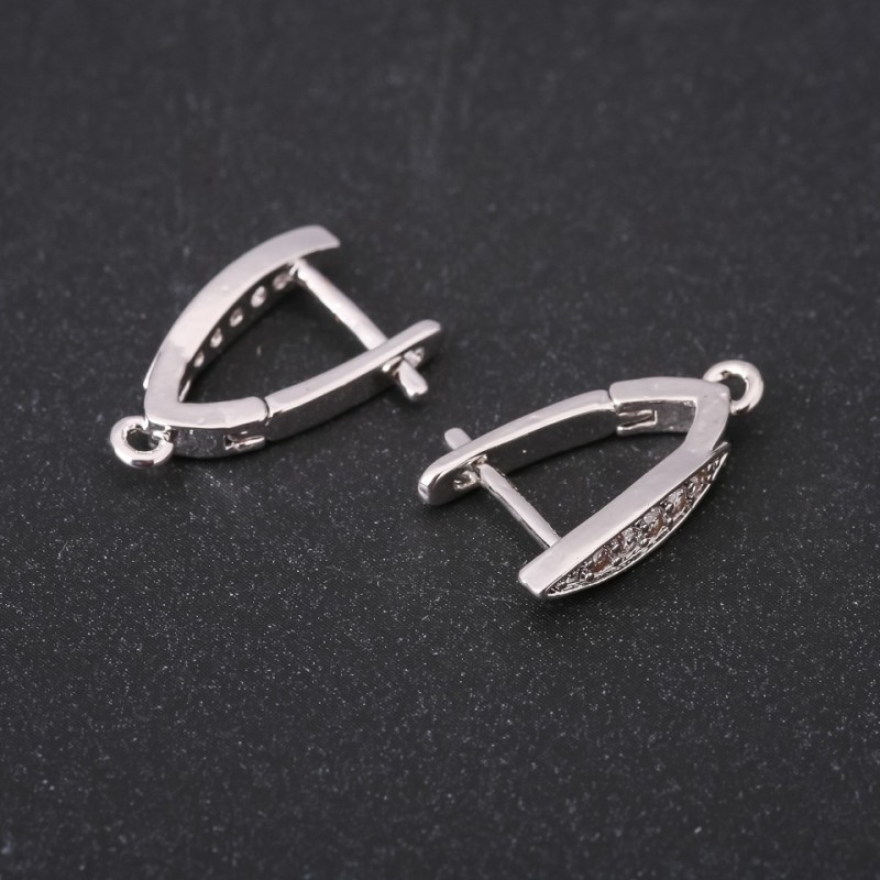 Ganci per orecchini con strass, 19×4 mm, metallo argentato, prezzo per paio