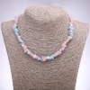 Collana tonalizzata in quarzo rosa e azzurro, granuli, diametro 7± mm, lunghezza 42-48 cm