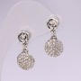 Orecchini a perno Rosa con strass bianchi, 12×25 mm, metallo argentato