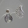 Orecchini a perno con strass, colore bianco, 12×18 mm, metallo argentato
