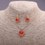 Set 'Cuore' multicolore rosso e giallo ciondolo 19x16 mm e orecchini 27x13 mm, lunghezza 50 cm