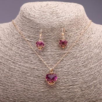 Set «Cuore» multicolore giallo rosa Ciondolo 19×16 mm e Orecchini 27×13 mm, lunghezza 50 cm