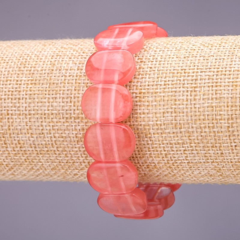 Bracciale in tormalina melone, maglie 18x14 mm, lunghezza 18 cm su elastico