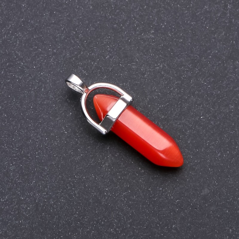 Pendente Occhio di gatto rosso esagonale 8×35×41 mm