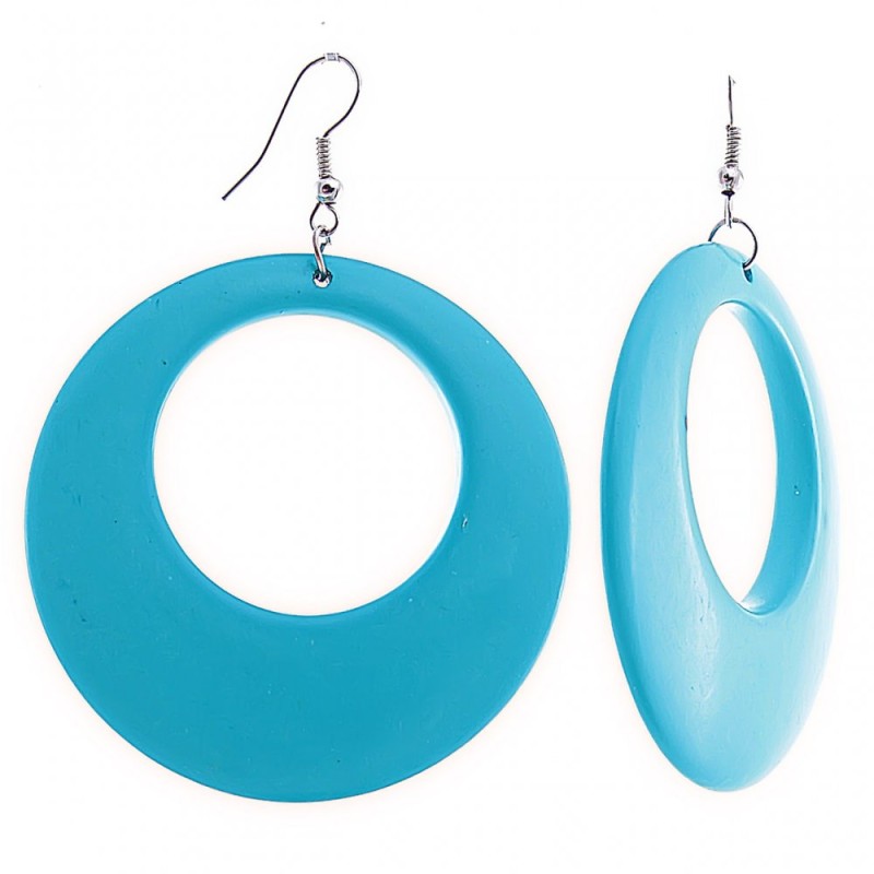 Orecchini pendenti a cerchio Congo con turchese, 75×53 mm
