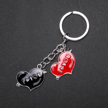 Portachiavi a forma di cuore, colore metallo argento