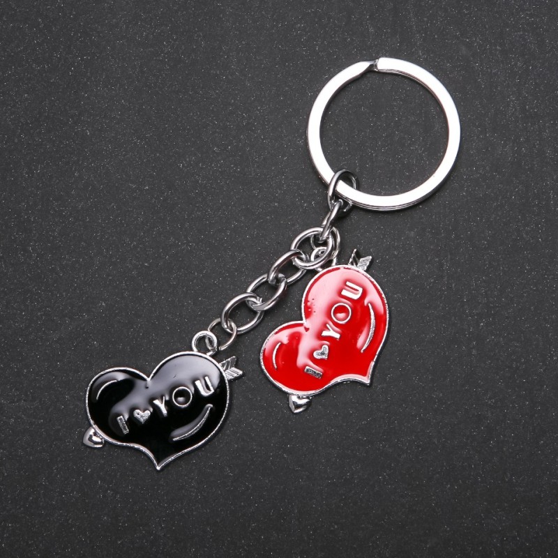 Portachiavi a forma di cuore, colore metallo argento