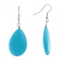 Orecchini pendenti con cabochoni lisci a goccia, colore turchese, 48×27 mm