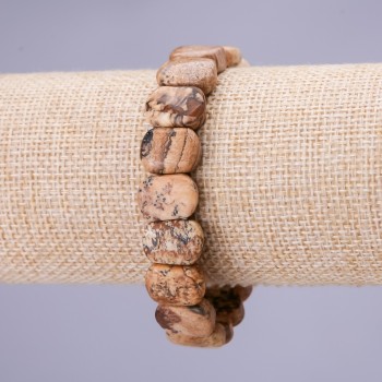 Bracciale a maglie jasper paesaggio 10x14 mm (±) su elastico